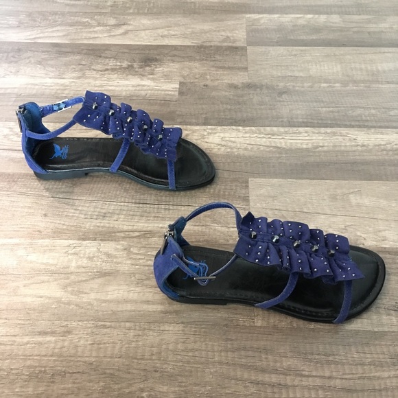 🔴SOLD!! Shiekh Women’s Cobalt Blue Ruffle Sandals - Picture 4 of 14